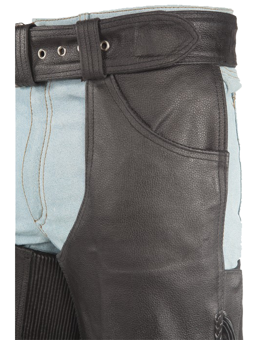 Leather Chaps - Braid and Fringe - Up To 10XL - Unisex - C337-RC-DL