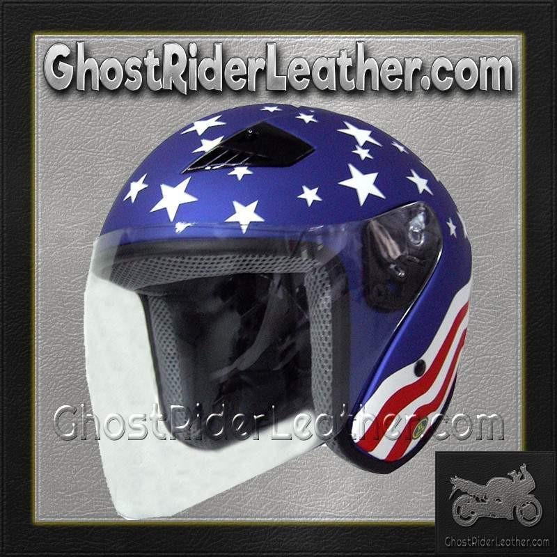 DOT Motorcycle Helmet - America - Flag - 3/4 - Flip Shield - RK5A-HI