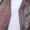 Embossed Eagle Retro Brown Motorcycle Jacket with Side Laces and Live To Ride - SKU MJ703-02-DL