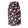 Doodle Love Birds - Pink White on Black - Women's Pencil Skirt (AOP)