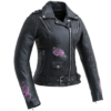 Bloom - Women's Leather Motorcycle Jacket With Embroidered Roses - SKU FIL197SDMZ-FM