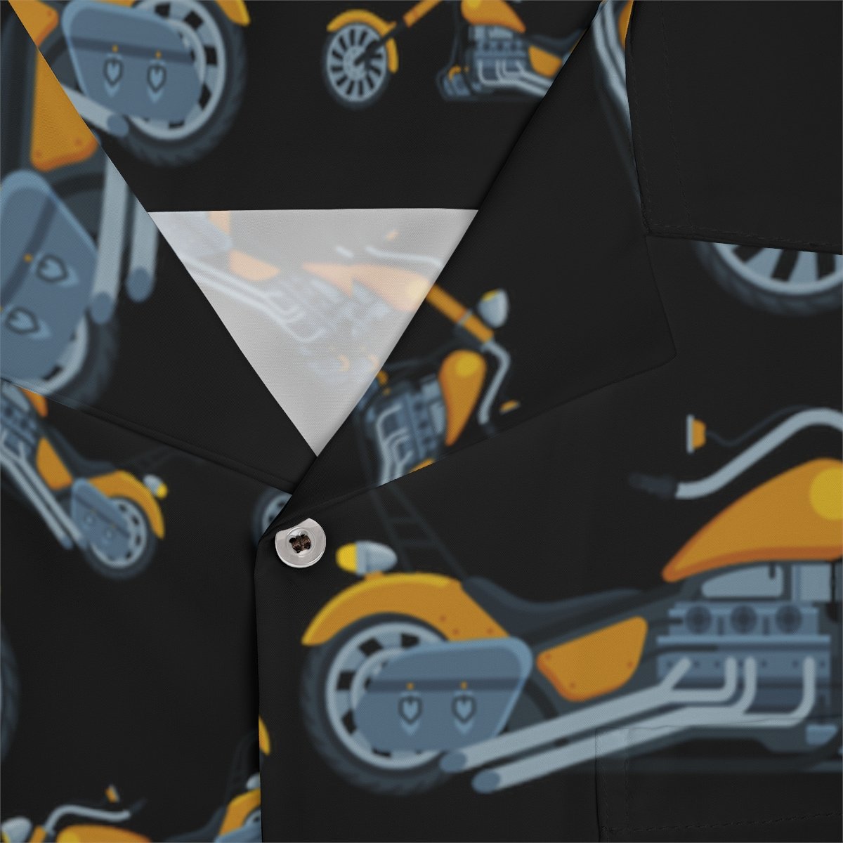 Hawaiian Style Shirt - Motorcycle Choppers Print - Men's - Black