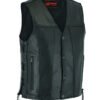 Leather Motorcycle Vest - Men's - Gun Pockets - Side Laces - Up To 9XL - DS105-DS