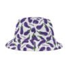 Doodle Eggplant Emoji - Text Schwing - Purple Green on White - Biker Bucket Hat