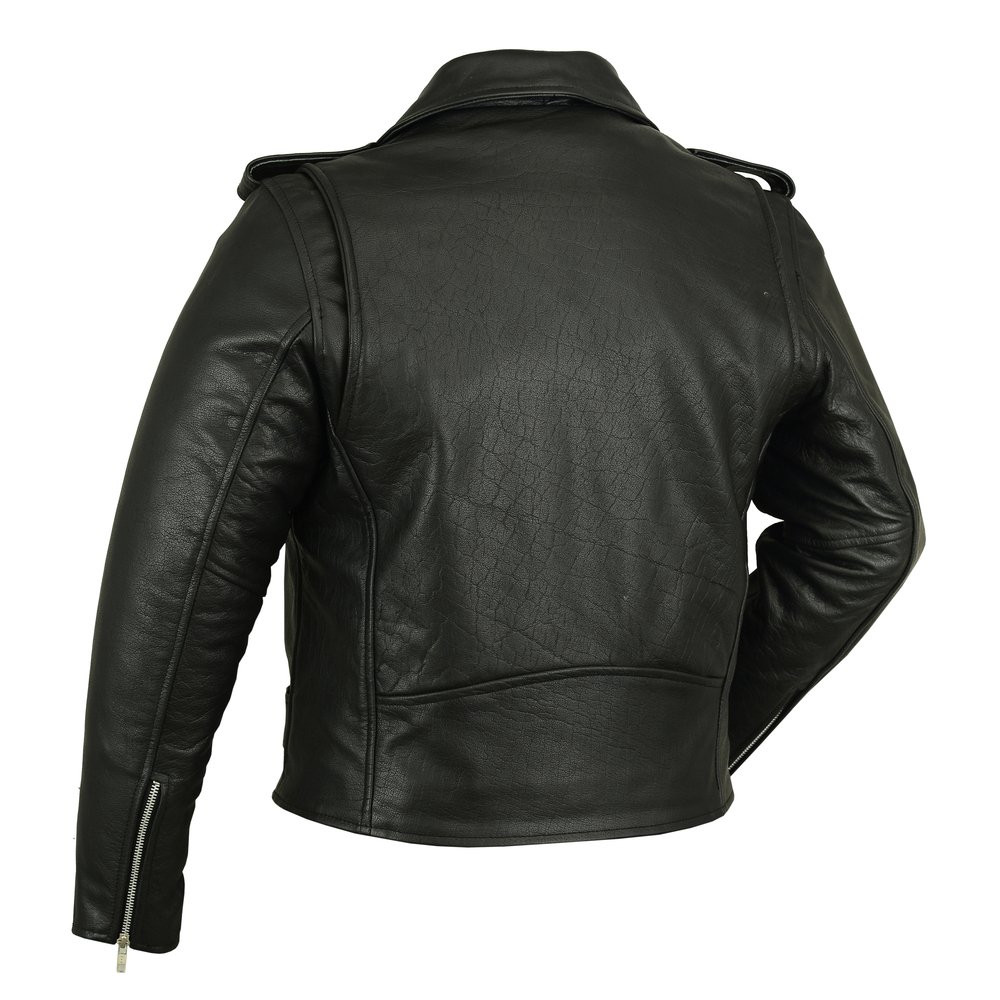 Leather Motorcycle Jacket - Men's - Police Style - Up To 8XL - DS732-DS