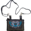 Leather Belt Bag - Teal Blue - Flying Skull Design - Handbag - BAG35-EBL10-TEAL-DL