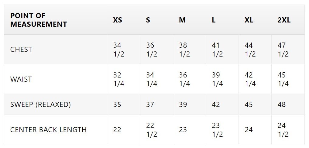 Size chart for Chelsea women's leather jacket.